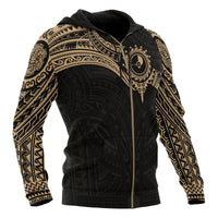 Yap Micronesian Zip up Hoodie Gold Heart Shield - Polynesian Pride