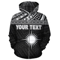 Marshall Islands Polynesian Custom Zip up Hoodie Black - Polynesian Pride