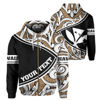 Personalized Hawaii Polynesian Hoodie (Zip up) Loge Style Unisex Black - Polynesian Pride