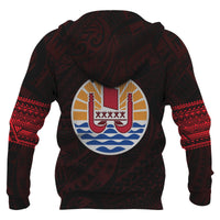 Tahiti Polynesian Tattoo All Over Hoodie Red - Polynesian Pride