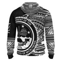 Federated States of Micronesia Hoodie Micronesia White Patterns With Coat of Arms - Polynesian Pride