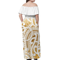(Custom Personalised) New Zealand Off Shoulder Long Dress NZ Maori Gold LT13 - Polynesian Pride