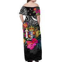New Zealand Off Shoulder Long Dress Alluring Polynesia and Tropical Flowers LT13 - Polynesian Pride