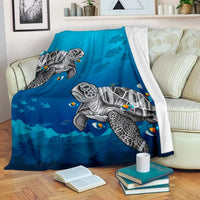 Hawaii Hibiscus Sea Premium Blanket White - Polynesian Pride