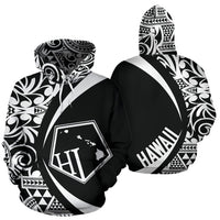 Hawaii Polynesian Tribal Hoodie Circle Style White Color 2.0 Unisex White - Polynesian Pride