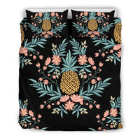 Hawaiian Tropical Pineapple Bedding Set Black - Polynesian Pride