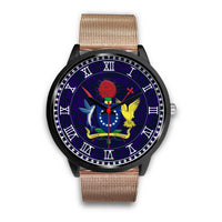 Cook Islands Coat Of Arms Black Watch Rose Gold Metal Mesh Stainless Steel Band - Polynesian Pride