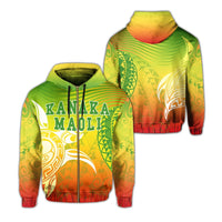 Kanaka Maoli Polynesian Zipper Hoodie Turtle Style Unisex Green - Polynesian Pride