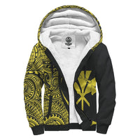 Kanaka Hawaii Map Yellow Polynesian Sherpa Hoodie - Circle Style AH Yellow - Polynesian Pride