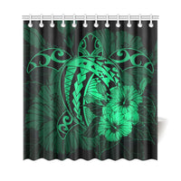 Hawaii Hibiscus Shower Curtain - Harold Turtle - Pastel Green - Polynesian Pride
