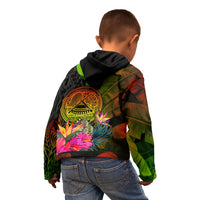 American Samoa Polynesian Custom Hoodie Hibiscus and Banana Leaves - Polynesian Pride