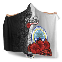 Federated States Of Micronesia Polynesian Hooded Blanket - Coat Of Arm With Hibiscus White - Polynesian Pride