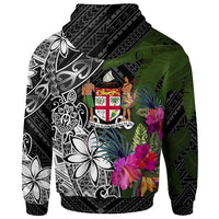 Fiji Zip up Hoodie Turtle Plumeria Banana Leaf Crest - Polynesian Pride