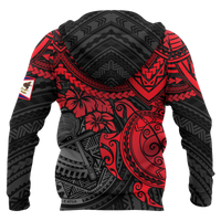 American Samoa Polynesian Hoodie (Zip up) Red Turtle - Polynesian Pride