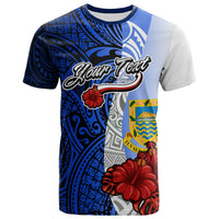 Tuvalu Polynesian Custom T Shirt Coat of Arm With Hibiscus Blue Unisex Blue - Polynesian Pride