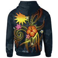 Nauru Polynesian Custom Zip up Hoodie Legend of Nauru (Blue) - Polynesian Pride
