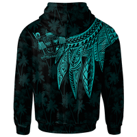 Fiji Custom Zip up Hoodie Polynesian Wings (Turquoise) - Polynesian Pride