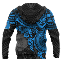 Northern Mariana Islands Polynesian Hoodie Blue Turtle - Polynesian Pride