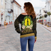 New Caledonia Women's Off Shoulder Sweater - Polynesian Gold Patterns Collection - Polynesian Pride