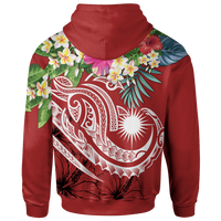 Marshall Islands Polynesian Zip up Hoodie Summer Plumeria (Red) - Polynesian Pride