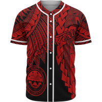 Federated States Of Micronesia Polynesian Custom Personalised Baseball Shirt - Tribal Wave Tattoo Red Unisex Red - Polynesian Pride