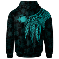 Marshall Islands Zip up Hoodie Polynesian Wings (Turquoise) - Polynesian Pride