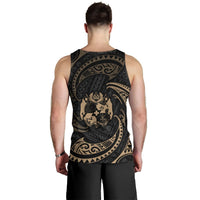 Tonga Polynesian Men's Tank Top - Gold Tribal Wave - Polynesian Pride