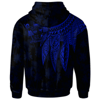 Fiji Custom Zip up Hoodie Polynesian Wings (Blue) - Polynesian Pride