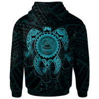 American Samoa Polynesian Hoodie Vintage Polynesian Turtle (Turquoise) - Polynesian Pride