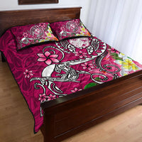 Fiji Quilt Bed Set - Turtle Plumeria (Pink) Art - Polynesian Pride