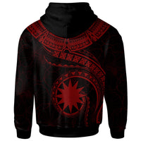 Nauru Polynesian Custom Zip up Hoodie Nauru Waves (Red) - Polynesian Pride