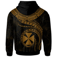 Wallis and Futuna Polynesian Custom Zip up Hoodie Wallis and Futuna Waves (Golden) - Polynesian Pride