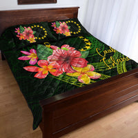 Cook Islands Polynesian Quilt Bed Set - Floral With Seal Flag Color - Polynesian Pride