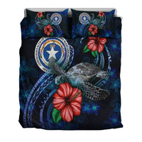 Northern Mariana Islands Polynesian Bedding Set - Blue Turtle Hibiscus - Polynesian Pride