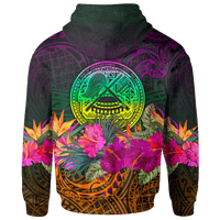 American Samoa Zip up Hoodie Summer Hibiscus - Polynesian Pride