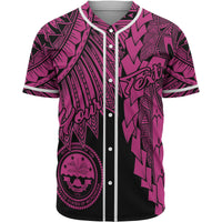 Federated States Of Micronesia Polynesian Custom Personalised Baseball Shirt - Tribal Wave Tattoo Pink Unisex Pink - Polynesian Pride