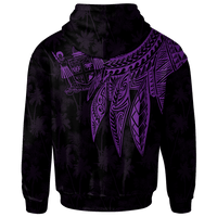 Fiji Zip up Hoodie Polynesian Wings (Purple) - Polynesian Pride