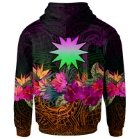 Nauru Custom Zip up Hoodie Summer Hibiscus - Polynesian Pride