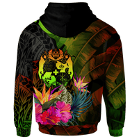 Tonga Polynesian Custom Hoodie Hibiscus and Banana Leaves - Polynesian Pride