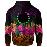 Cook Islands Polynesian Zip up Hoodie Summer Hibiscus - Polynesian Pride
