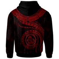 Polynesian Hawaii Custom Hoodie Maui Polynesian Waves (Red) - Polynesian Pride