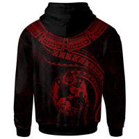 Tonga Polynesian Zip up Hoodie Tonga Waves (Red) - Polynesian Pride