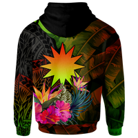 Nauru Polynesian Custom Hoodie Hibiscus and Banana Leaves - Polynesian Pride
