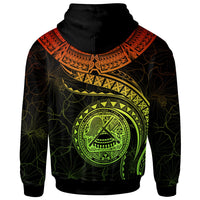 American Samoa Polynesian Custom Hoodie American Samoan Waves (Reggae) - Polynesian Pride