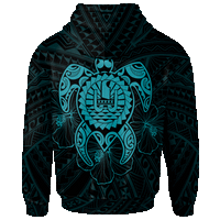 Tahiti Polynesian Zip up Hoodie Vintage Polynesian Turtle (Turquoise) - Polynesian Pride