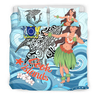 Cook Islands Bedding Set - Polynesian Girls With Shark - Polynesian Pride