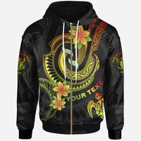 Niue Custom Zip up Hoodie Reggae Plumeria Flowers with Spiral Patterns Unisex Reggae - Polynesian Pride
