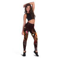 Papua New Guinea Polynesian Women's Leggings - Legend of Papua New Guinea (Red) - Polynesian Pride