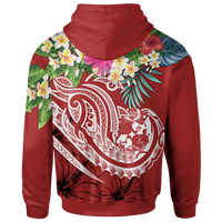 Tonga Polynesian Hoodie Summer Plumeria (Red) - Polynesian Pride