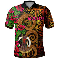 Vanuatu Polynesian Custom Polo Shirt Hibiscus Vintage Unisex Orange - Polynesian Pride